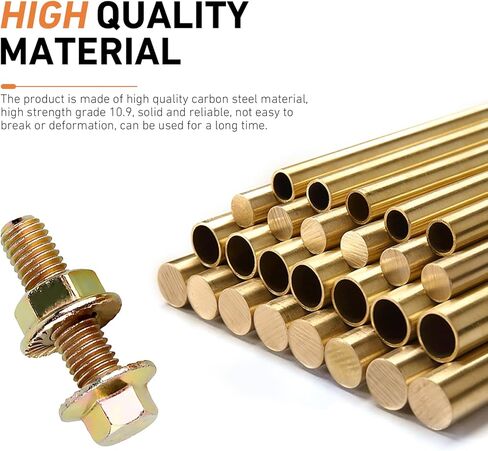 10 PCS Exhaust Manifold Bolts Hardware Kit, M8 Grade 10.9 for LS1 Header Bolts, Flange Screw Nut Hexagon Head Bolt & Screw Rod Assortment Kit (Gold) in Kuwait