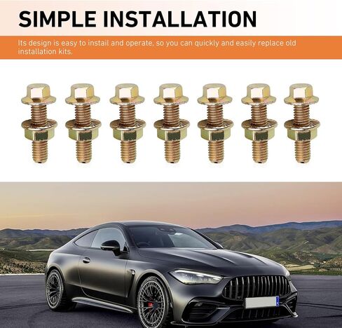 10 PCS Exhaust Manifold Bolts Hardware Kit, M8 Grade 10.9 for LS1 Header Bolts, Flange Screw Nut Hexagon Head Bolt & Screw Rod Assortment Kit (Gold) in Kuwait