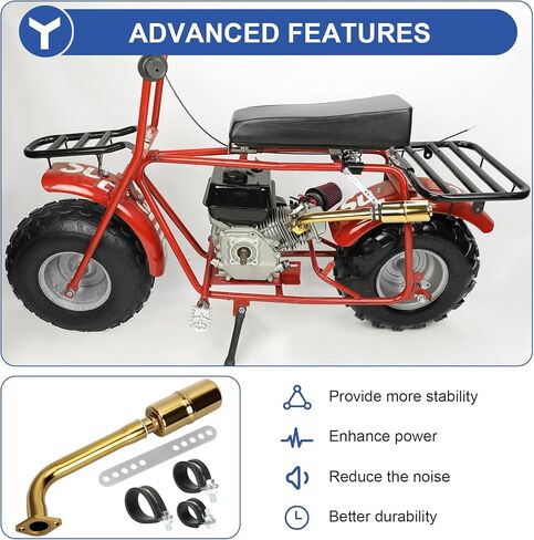 YOXUFA 212 Exhaust Header Pipe Muffler Kit Compatible with Predator 212 224 196cc GX160 Engine Coleman CT200U-EX CT200U BT200X KT196 Baja Warrior MB200 Axis M200 Mini Bike Go Kart Performance Parts in Kuwait