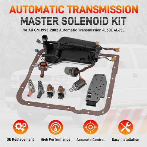 4L60E 4L65E Automatic Transmission Master Solenoid Kit EPC TCC 3-2 PWM w/Harness Filter Gasket Compatible with GM 1993-2002 M30 M32 Replace#24227747 24215111 24230298 8677314 8683187 24208576 in Kuwait