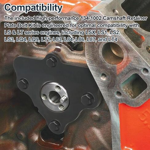 Camshaft Thrust Retainer Plate Kit for LS Engines 4.8L 5.3L 6.0L 6.2L LS1 LQ4 LQ9 LS2 LS3 Replaces #12589016 and 134-1002 Bolt Kit in Kuwait