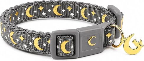 waaag Cat Collars, Gold Moons and Stars Cat Collar, Safety Breakaway Cat Collar, Glow in The Dark (Kitten 6.5"-10" Neck, Black) in Saudi Arabia