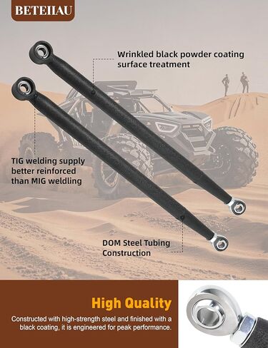 Heavy Duty Rear Radius Rods Set of 6 for 2017–2023 Can-Am Maverick X3 64" (X3 Turbo/Turbo R/RR/MAX), High Clearance Straight Radius Arms, Steel Stability Upgrade, Wrinkle Black Powder Coated in Kuwait