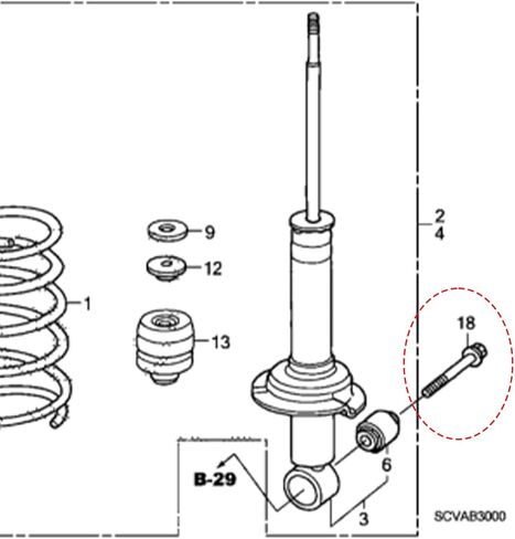 Pair Rear Strut Bolt & Flange for Honda CR-V 2002-2006, Element 2003-2011, Civic 2006-2015 & More - Rear Lower Shock Mount to Trailing Arm/Control Arm in Kuwait