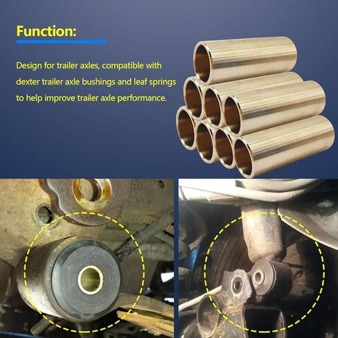 ID 9/16" OD 11/16" Leaf Spring Bushing Kit for Trailer Dexter Axle, Bronze Shackle Bushings Trailer Axle Bushing Tools Replace Double Eye Springs-8 PCS in Kuwait