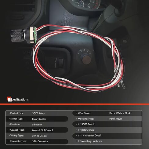 5-Position CCV SOTF Switch Compatible with Ram 2500 3500 6.7L Cummins 2010-2021 and Nissan Titan XD 5.0L Cummins 2016-2019, 3-Wire 3-Pin Shift-On-The-Fly Rotary Selector Switch with Connector in Kuwait