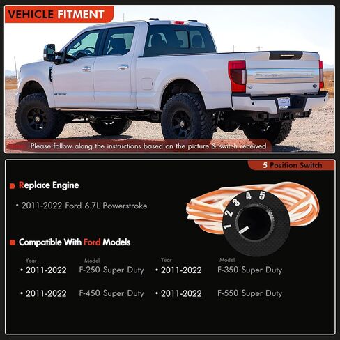 مفتاح SOTF متوافق مع Ford 6.7L Powerstroke F-250 F-350 F-450 F-550 Super Duty 2011-2022، مفتاح اختيار درجة حرارة الوقود بـ 5 أوضاع مع موصل in Kuwait
