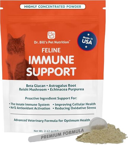 Dr. Bill’s Feline Immune Support Cat Vitamins and Supplements | Cat Immune Support | Colostrum Vitamins for Cats | Includes Beta Glucan, Lactoferrin, Colostrum, Zinc, Coenzyme Q-10, Bifidobacterium in Kuwait