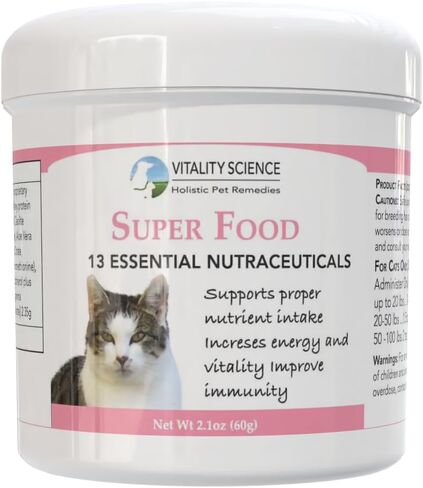 Vitality Science Super Food for Cats | High Potency Multi-Vitamin and Mineral Supplement | Increases Energy and Vitality | 100% Natural (220g) in Saudi Arabia