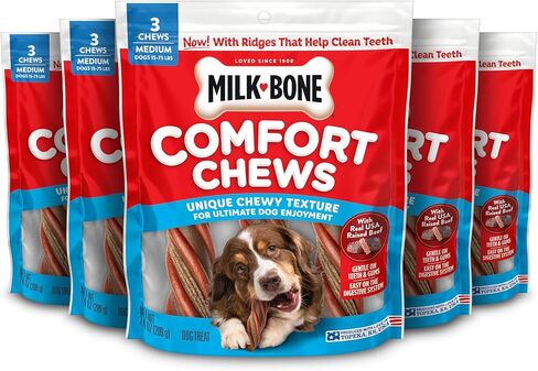 Milk-Bone Comfort Chews, Rawhide Free Dog Treats with Unique Chewy Texture and Real Beef, 16 Chews, Easy on Digestive System in Kuwait