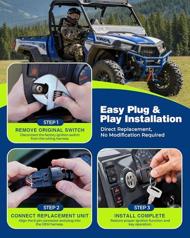 مفتاح الإشعال مع مفتاح 3 أوضاع 6 دبابيس لـ 2001-2018 Polaris Ranger RZR Sportsman 170 300 325 400 425 450 500 550 570 600 700 800 850 900 1000 4 XP X2 Crew EV HD S استبدال 4011002 4012165 4010390 in Kuwait