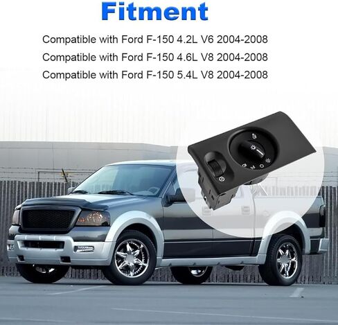مفتاح التحكم في المصباح الأمامي لسيارة Ford F150 2005-2008 5L3Z-11654-CAB، لوحة أجهزة القياس، مفتاح باهتة، جزء بديل موثوق به للسيارات in Kuwait