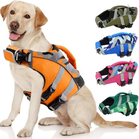 Kuoser Reflective Dog Life Jacket, Dog Life Vest for Swimming Boating in Kuwait