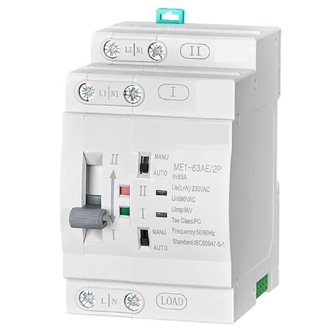 ME1-63AE/2P 63A 230VAC مفتاح نقل تلقائي مزدوج الطاقة نوع الكمبيوتر مفتاح DIN-Rail تصاعد مبيت أبيض in Kuwait