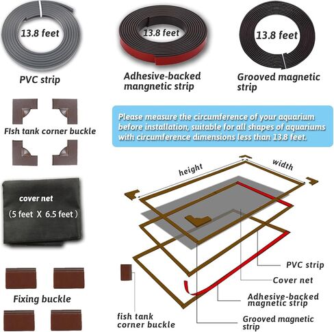 7.5 FT DIY Magnetic Fish Aquarium Anti-Jumping net Cover, Mesh Screen Netting for Fish Aquarium Screen Top Cover, Aquarium Lid Prevents Fish, Reptiles from Jumping Out in Kuwait