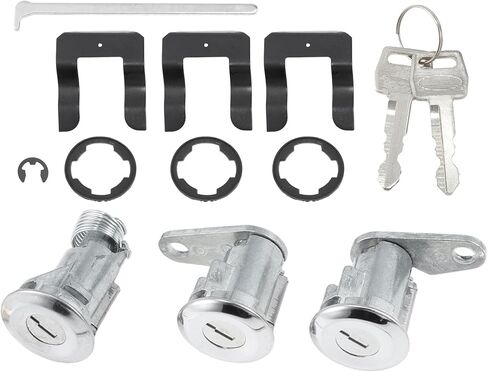 Left Right Side Door Lock Cylinder and Trunk Lock Cylinder with Key Set Replacement for Ford Maverick 1970-1977 for Mustang 1966-1973, for Lincoln for Mercury 12336284/19162033 in Kuwait
