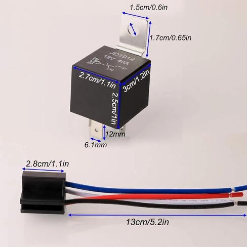 Waterproof Automotive Relay 12V 4pin 40A Car Relay with Black Red Copper Terminal Auto Relay with Relay Socket in Kuwait