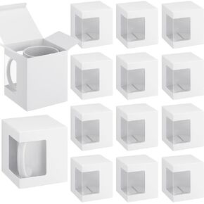 Harloon 72 Pcs Mug Boxes for Gift Coffee Mug Gift Box Transparent Packaging Box Gift for Blanks Sublimation 11oz, 12oz, 15oz Ceramic Blank Coffee Mugs Cups Gift Wrapping(Black) in Kuwait