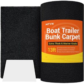 Boat Trailer Bunk Carpet 12in x 13ft, 26ft, 104ft Roll, 8mm Thick Marine Grade Black Carpet for Bunk Boards & Runners, Waterproof Commercial Cover for Boat Lift & Jet Ski, with Glue Spreader, Black in Kuwait