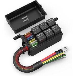 DaierTek 12V صندوق مرحل 6 Way12 AWG صندوق مرحل مقاوم للماء سلكي مسبقًا 6 فتحات ATC/ATO كتلة مرحل الصمامات لوحة مرحل عالمية للسيارات والقوارب البحرية in Kuwait