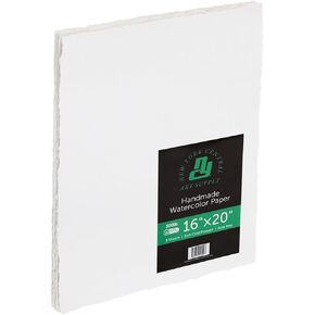 New York Central Handmade Watercolor Paper - 300lb, 11"X14" - 1 Pack of 5 Sheets, Acid-Free 100% Cotton Rag, Cold Press, 4 Deckled Edges, Minimally Sized, Mixed Media Paper for Charcoal & Pastels in Kuwait