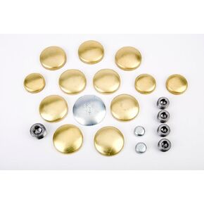 JEGS Brass Freeze Plug Kit | Fits 1964-1992 Small Block Chrysler 318-360 | Made In USA | Includes 20 Plugs in Kuwait