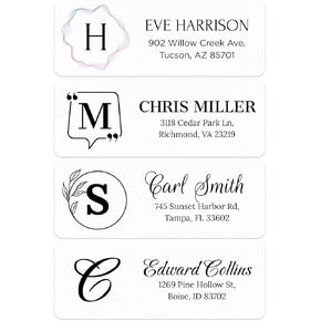 Personalized Return Address Labels, Custom Address Stickers and Name Mailing Labels Circle Flowers for Envelopes, 1x2.6 Inches, Flat Sheet of 60-1200 Made in USA by My Sign Center - Monogram 1 in Kuwait