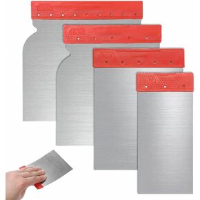 4Pcs Stainless Steel Body Filler Spreader, Metal Putty Knife 4 Sizes Multipurpose Automotive Scraper Repair Tool for Applying Glaze, Plaster, Cement, Paint and Wall Decoration Hand Tools in Kuwait