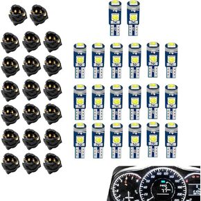 20PCS 74 Led Bulb Dash Lights, T5 2721 27 37 2721 Bulb with PC74 PC 37 Twist Socket, Super Bright Instrument Cluster Bulbs, Car Dashboard Lights, Car Interior LED Bulb Replacement Kit (White) in Kuwait