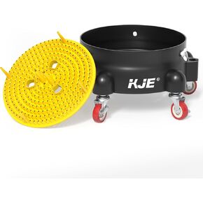KJE Bucket Dolly with Wheels, 360° Rolling Car Wash Buckets Dolly for Detailing, Rolling Wash Bucket with 5 Wheels and 2 Locking Casters, Compatible with 2.5-7 Gallon Buckets, Supports Up to 300 lbs in Saudi Arabia