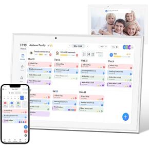 تقويم رقمي مقاس 10.1 بوصة ومخطط ذكي بشاشة تعمل باللمس، تقويم إلكتروني مع مخطط مهام لجداول الأسرة وتخطيط الوجبات، إطار صور رقمي قابل للتثبيت على الحائط، هدايا للنساء والرجال (أبيض) in Kuwait