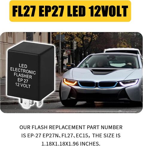 مرحل فلاش LED EP27 ذو 5 دبابيس، مرحل إشارة الانعطاف LED لإصلاح الفلاش الفائق، وميض السيارة 12 فولت، متوافق مع فورد دودج لينكولن ميركوري مازدا (أسود) in Kuwait