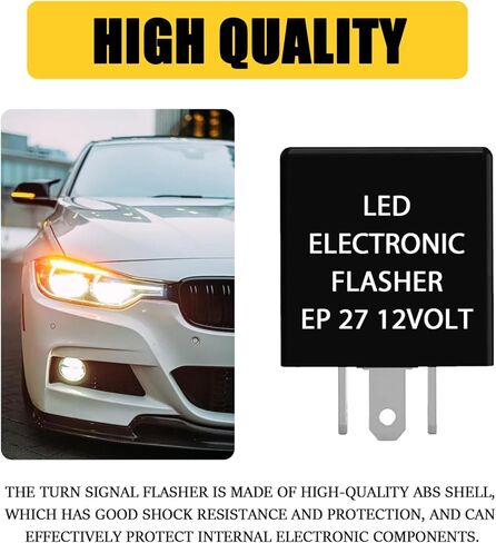 مرحل فلاش LED EP27 ذو 5 دبابيس، مرحل إشارة الانعطاف LED لإصلاح الفلاش الفائق، وميض السيارة 12 فولت، متوافق مع فورد دودج لينكولن ميركوري مازدا (أسود) in Kuwait