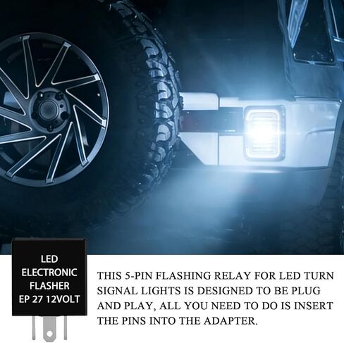 مرحل فلاش LED EP27 ذو 5 دبابيس، مرحل إشارة الانعطاف LED لإصلاح الفلاش الفائق، وميض السيارة 12 فولت، متوافق مع فورد دودج لينكولن ميركوري مازدا (أسود) in Kuwait