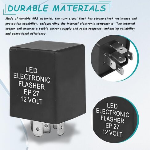 مرحل فلاش LED EP27، مرحل إشارة الانعطاف LED للسيارة ذو 5 دبابيس، مرحل فلاش LED إلكتروني لإصلاح المخاطر والتحذير من فرط الوامض، متوافق مع فورد دودج تشيفي لينكولن ميركوري مازدا بويك أولدزموبيل in Kuwait