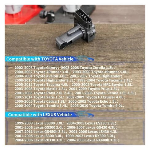 22204-0D030 MAF Mass Air Flow Sensor Compatible with Toyota Camry Corolla 4Runner Highlander Tacoma RAV4 Compatible with Lexus ES300 GS300 IS300 RX300 RX330 in Kuwait