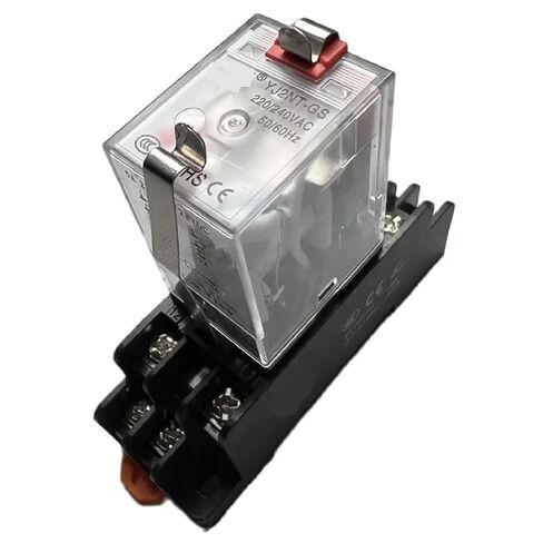 YJ2NT-GS مرحل الطاقة المتوسط ​​مع زر اختبار، ملف تيار متردد 220 فولت، 2 قطب 8 دبوس، مغلق، مع قاعدة مقبس (مرحل تيار مستمر 24 فولت مع مقبس) in Kuwait