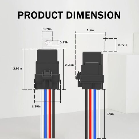 5 Pack 4-PIN Relay 40/30AMP 12V DC Automotive Relays Waterproof Relay with Harness Heavy Duty 12 AWG Tinned Copper Wires (5 Pin) in Kuwait