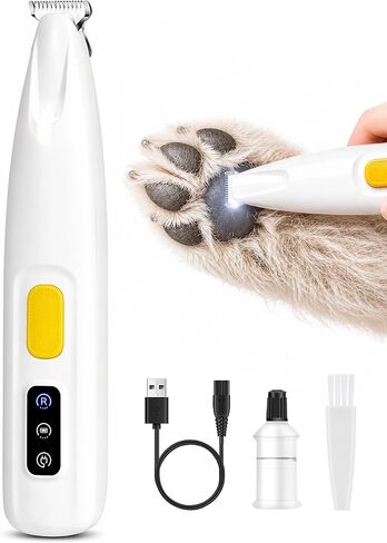 Upgraded Dog Paw Trimmer with LED Light, 18mm Widen Blade, 35dB Low Noise, LED Display, Fully Waterproof, Rechargeable Clipper for Dogs Cats Trimming Paws, Eyes, Ears, Face, and Rump in Saudi Arabia