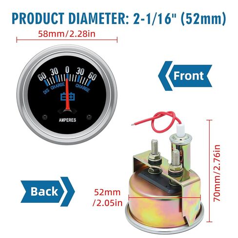 العالمي مقياس التيار الكهربائي DC12V 2-1/6 "52 مللي متر 60-0-60A أمبير متر مقياس لسيارة قارب شاحنة جرار مركبة in Kuwait