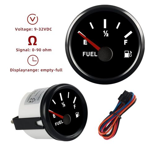 0-90 Ohm Fuel Gauge, Marine Boat Gas Fuel Tank Meter Gauge with LED Backlight, Universal Fuel Level Gauge for AUTO Car Truck Vehicle RV (Black) in Kuwait