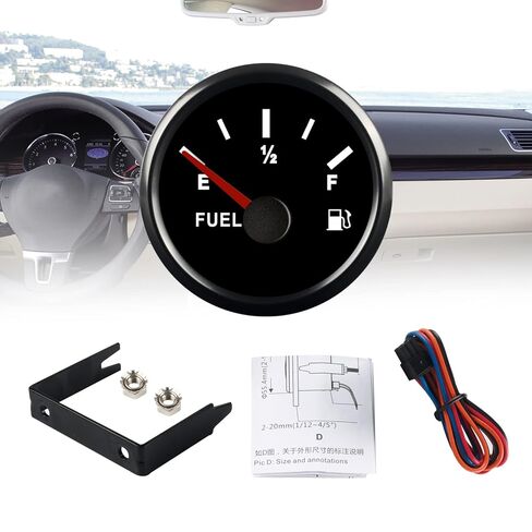 0-90 Ohm Fuel Gauge, Marine Boat Gas Fuel Tank Meter Gauge with LED Backlight, Universal Fuel Level Gauge for AUTO Car Truck Vehicle RV (Black) in Kuwait
