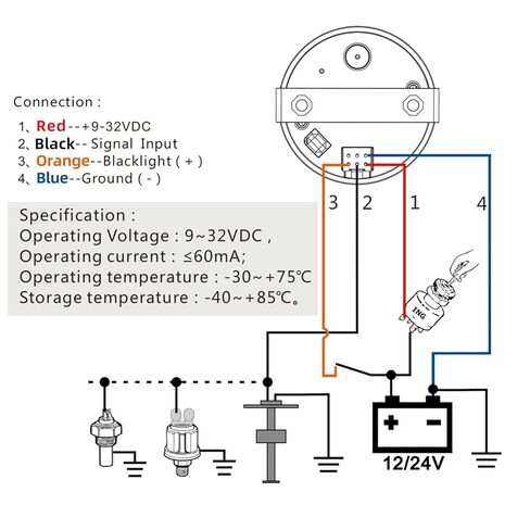 0-90 Ohm Fuel Gauge, Marine Boat Gas Fuel Tank Meter Gauge with LED Backlight, Universal Fuel Level Gauge for AUTO Car Truck Vehicle RV (Black) in Kuwait