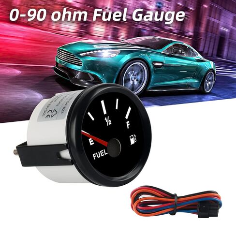 0-90 Ohm Fuel Gauge, Marine Boat Gas Fuel Tank Meter Gauge with LED Backlight, Universal Fuel Level Gauge for AUTO Car Truck Vehicle RV (Black) in Kuwait