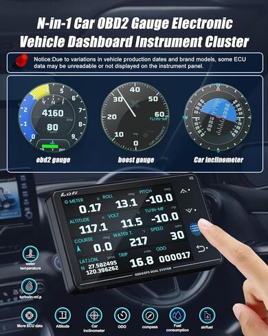 شاشة قياس Lufi Xs Revolution OBD2. مجموعة أدوات إلكترونية متعددة الوظائف. رفيق سيارتك، يمنع التحميل الزائد. in Kuwait
