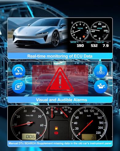 شاشة قياس Lufi Xs Revolution OBD2. مجموعة أدوات إلكترونية متعددة الوظائف. رفيق سيارتك، يمنع التحميل الزائد. in Kuwait