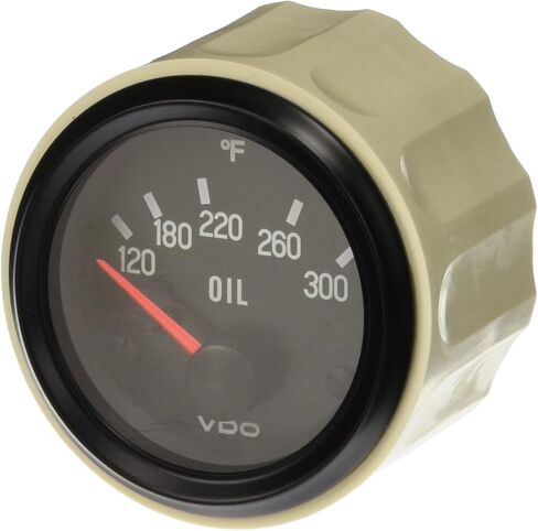 VDO 310012 مقياس درجة الحرارة الكهربائية على طراز قمرة القيادة بقطر 2 1/16 بوصة، 300 فهرنهايت، وجه قرص أبيض in Kuwait