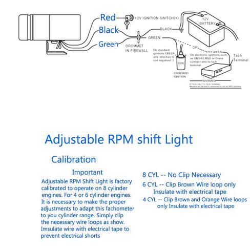 Unifizz Red Led قابل للتعديل مقياس سرعة الدوران RPM Tacho Gauge Shift Light 1000-11000 Universal - تحسين الأداء والتحول بدقة in Kuwait