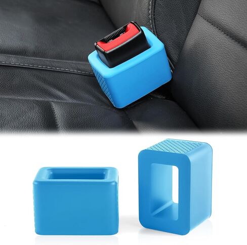 Amiss 2PCS Seat Belt Buckle Holder, Universal Silicone Rear Seat Belt Booster & Fixer for Easy Access, Keeping Receptacle Upright, Car Interior Accessories-Fits Most Cars (Black) in Kuwait
