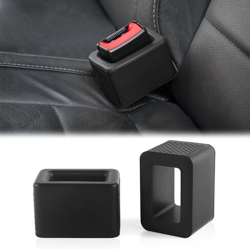 Amiss 2PCS Seat Belt Buckle Holder, Universal Silicone Rear Seat Belt Booster & Fixer for Easy Access, Keeping Receptacle Upright, Car Interior Accessories-Fits Most Cars (Black) in Kuwait
